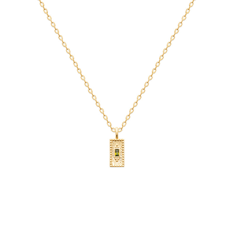 Rania - Gold Plated Pendant with Green Stone