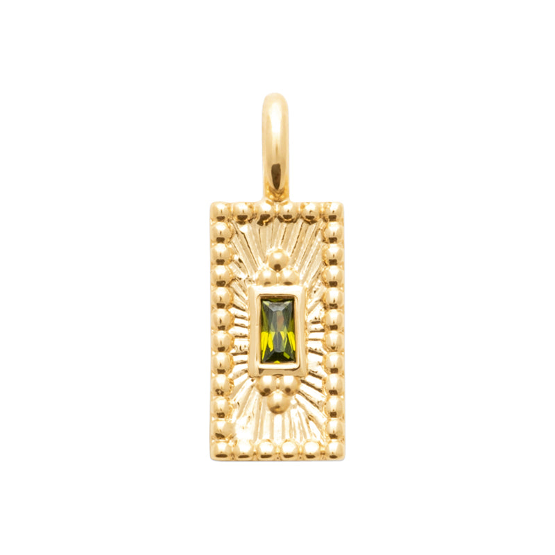 Rania - Gold Plated Pendant with Green Stone