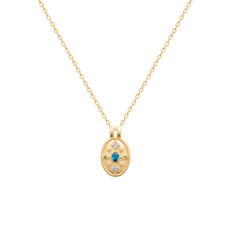 Sania - Gold Plated Pendant with Colored Stones