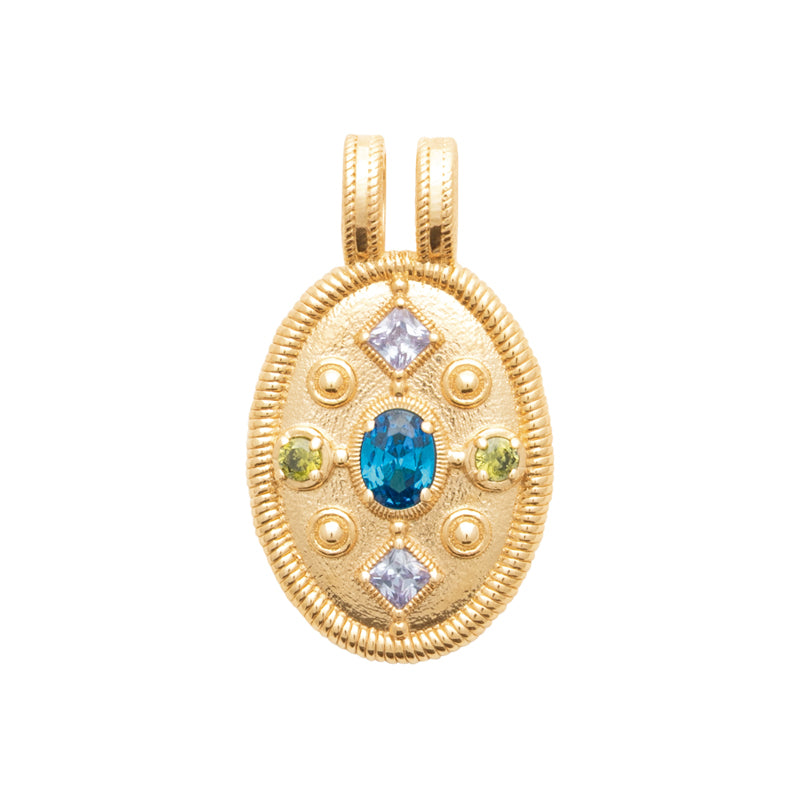 Sania - Gold Plated Pendant with Colored Stones