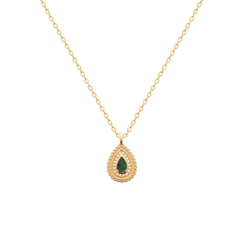 Asma- Pendentif en Plaqué Or et Jaspe verte