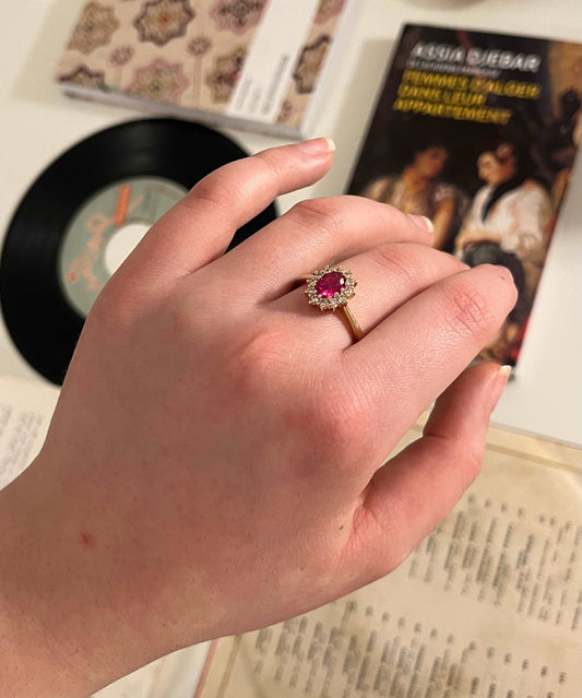 Diana - Bague en Plaqué Or et pierre rose - Yasmeen Jewelry
