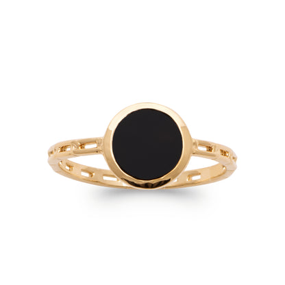 Alma - Bague en Plaqué Or et Agathe noire - Yasmeen Jewelry