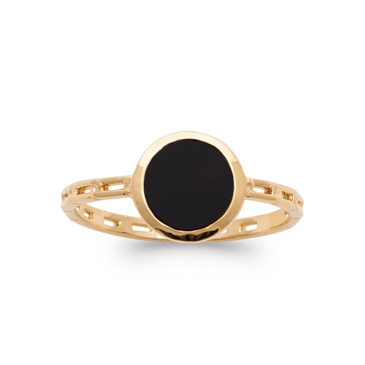 Alma - Bague en Plaqué Or et Agathe noire - Yasmeen Jewelry