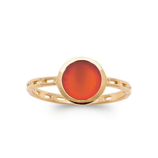 Alma - Bague en Plaqué Or et Agathe rouge - Yasmeen Jewelry
