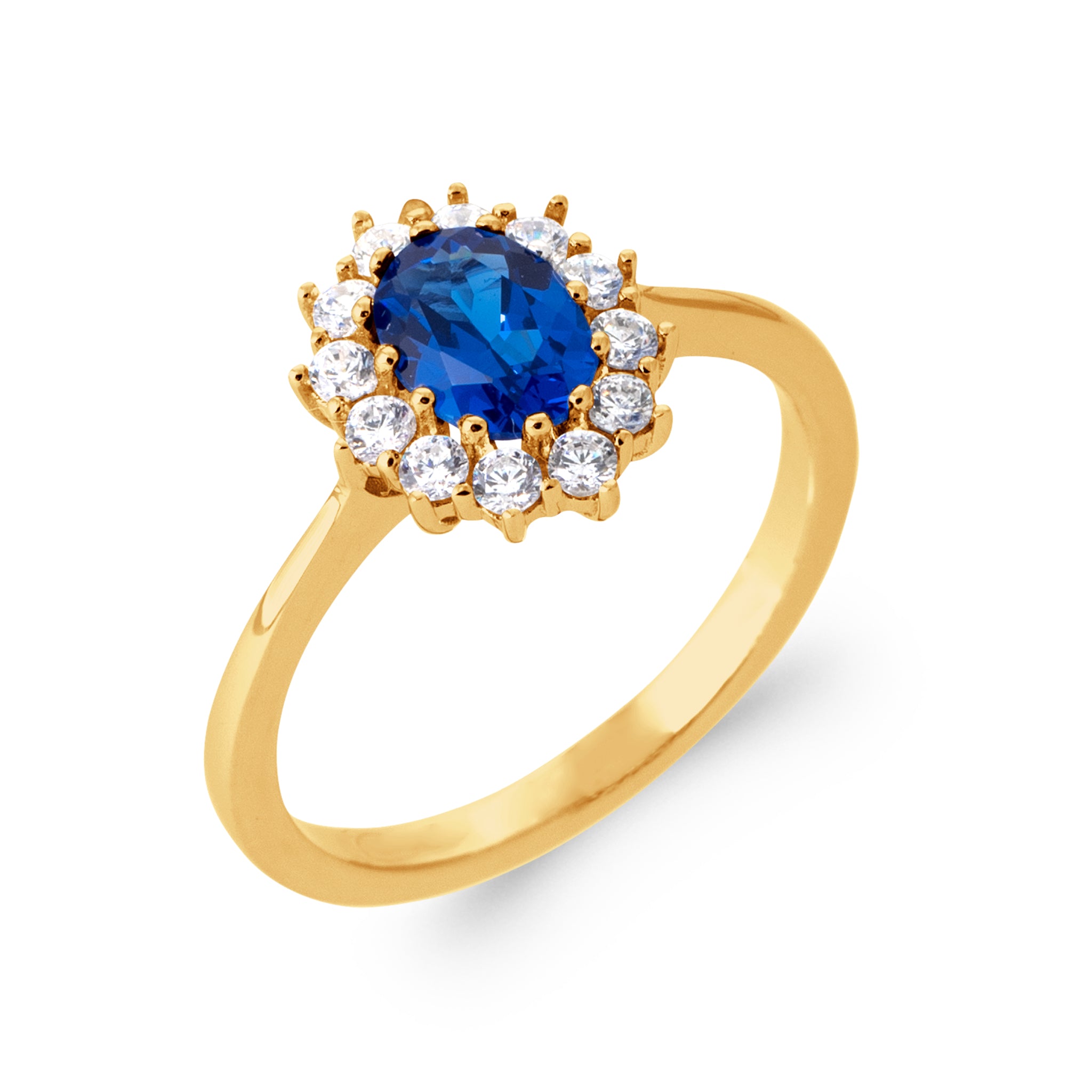 Diana - Bague en Plaqué Or et pierre bleue - Yasmeen Jewelry