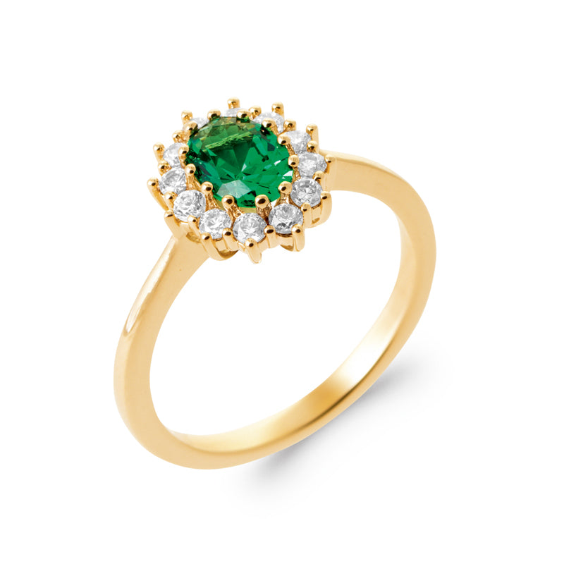 Diana - Bague en Plaqué Or et pierre verte