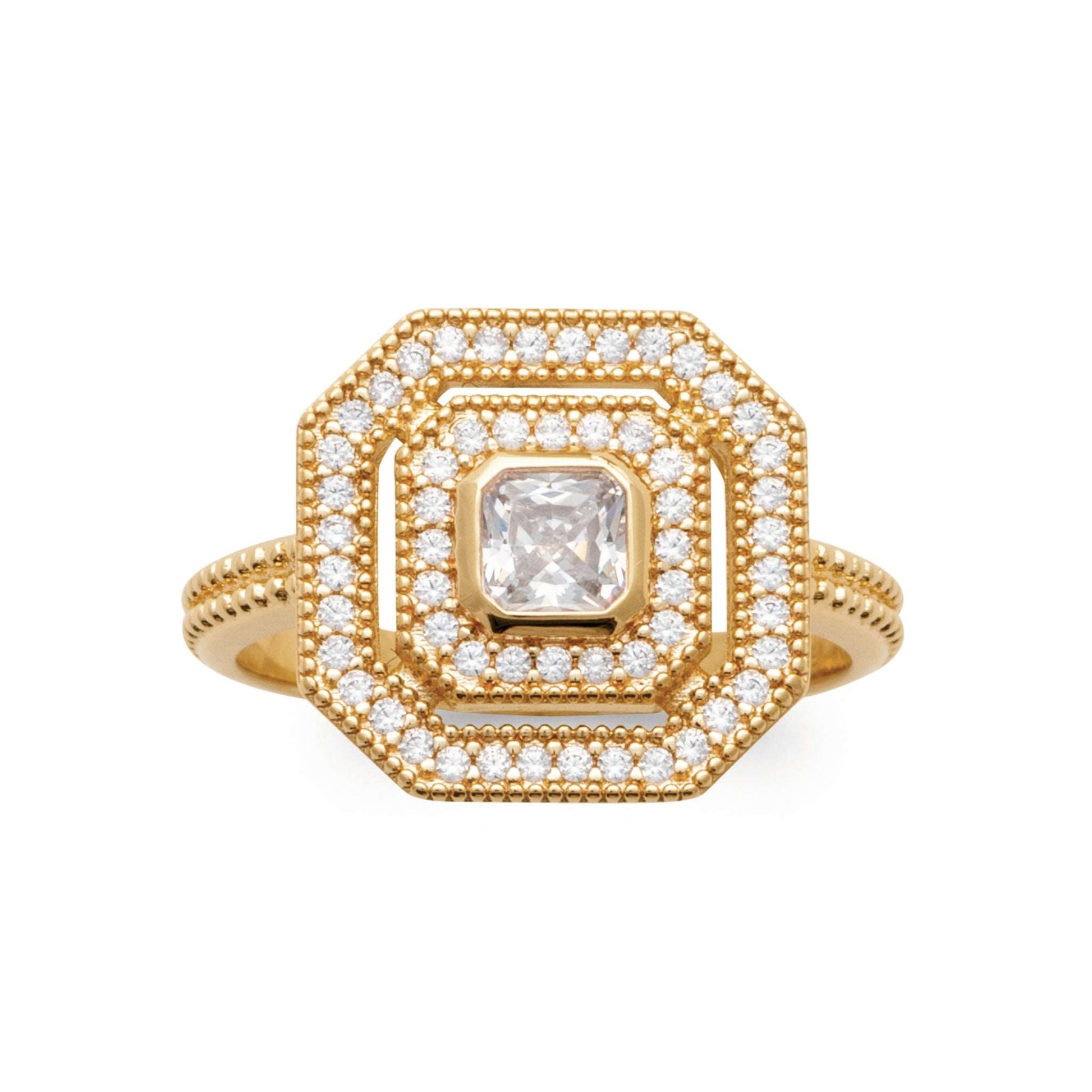 Art Déco n°1 - Bague en Plaqué Or - Yasmeen Jewelry