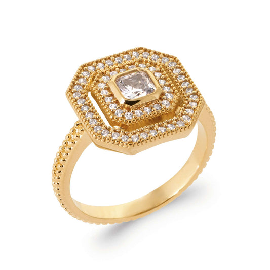 Art Déco n°1 - Bague en Plaqué Or - Yasmeen Jewelry