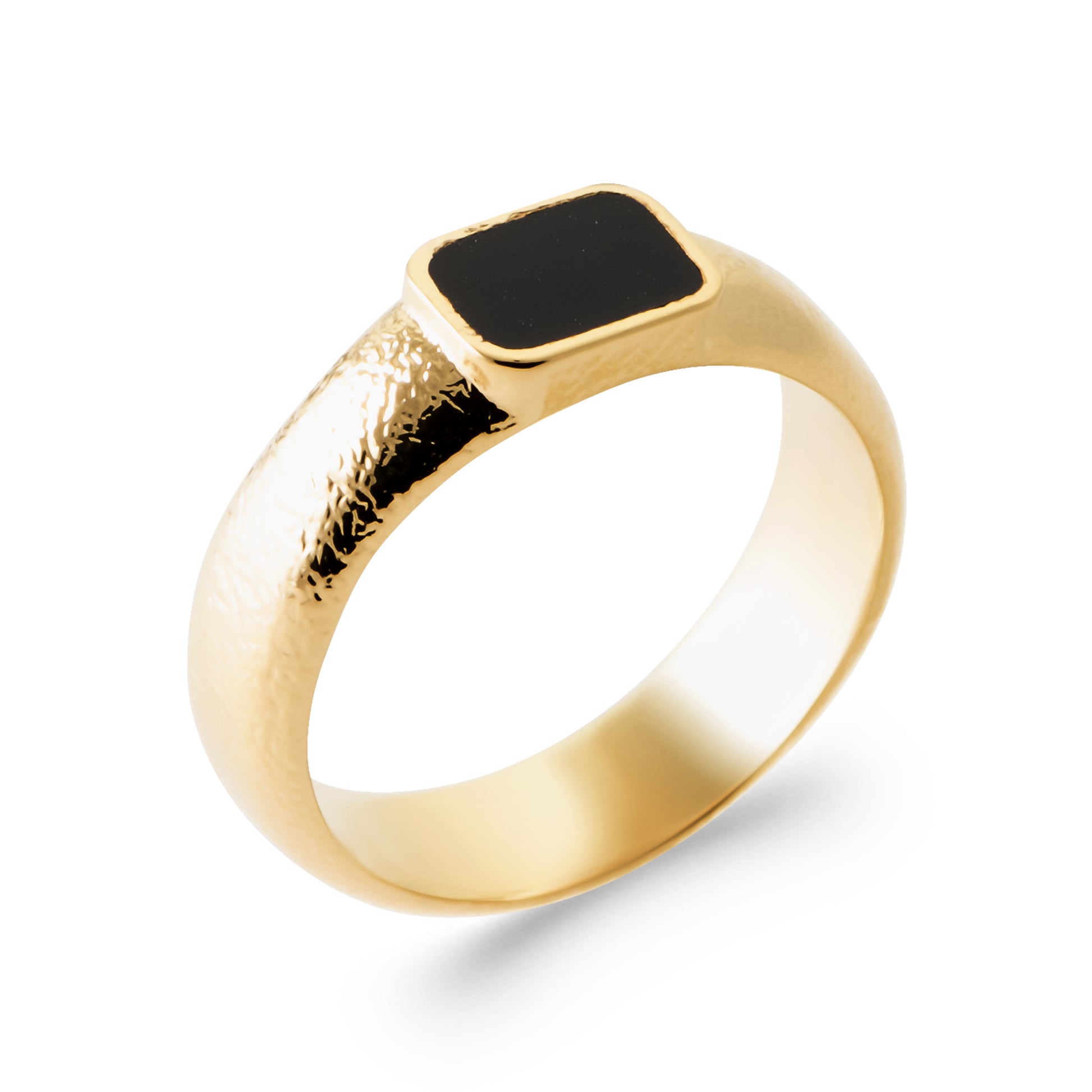 Onyx - Petite chevalière empierrée en Plaqué Or - Yasmeen Jewelry