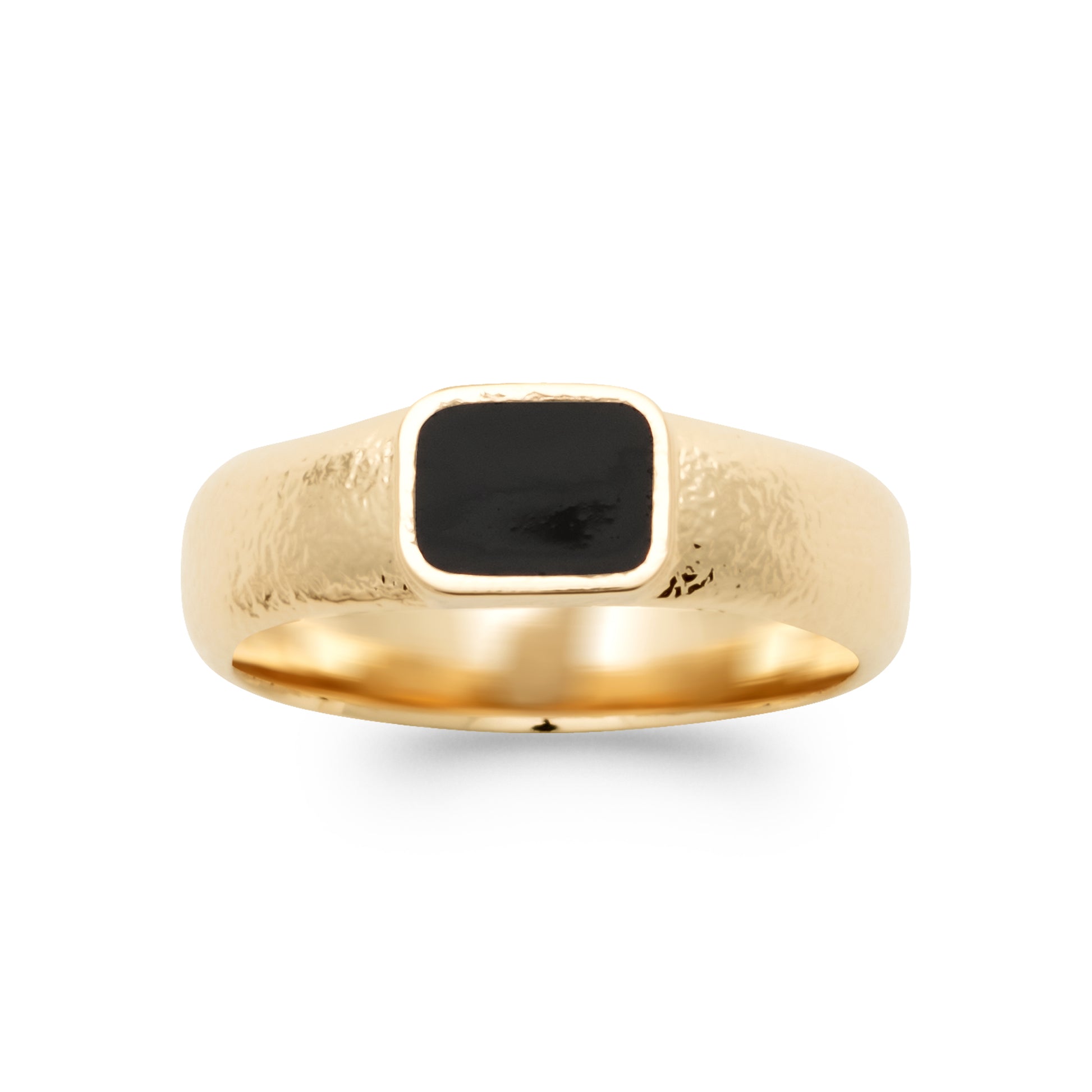 Onyx - Petite chevalière empierrée en Plaqué Or - Yasmeen Jewelry