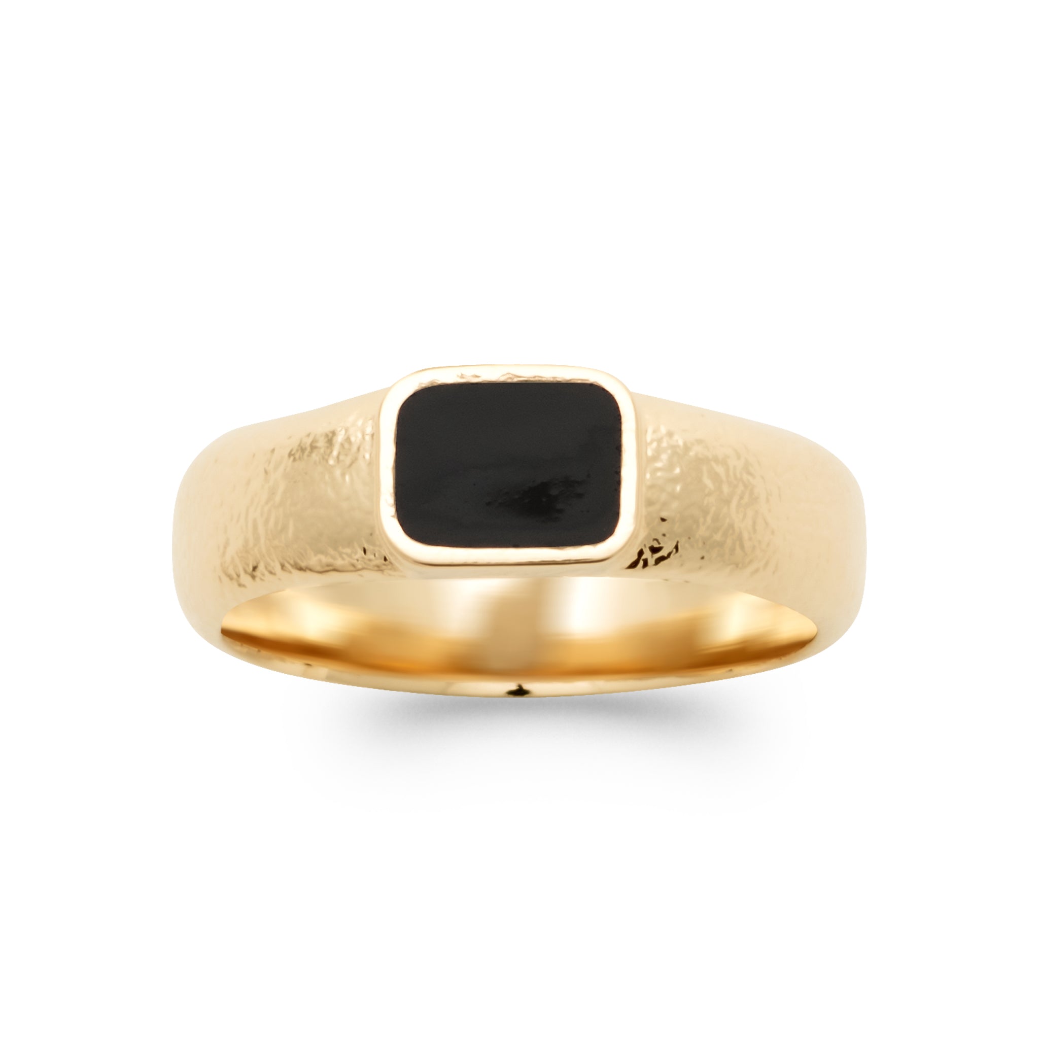 Onyx - Petite chevalière empierrée en Plaqué Or - Yasmeen Jewelry