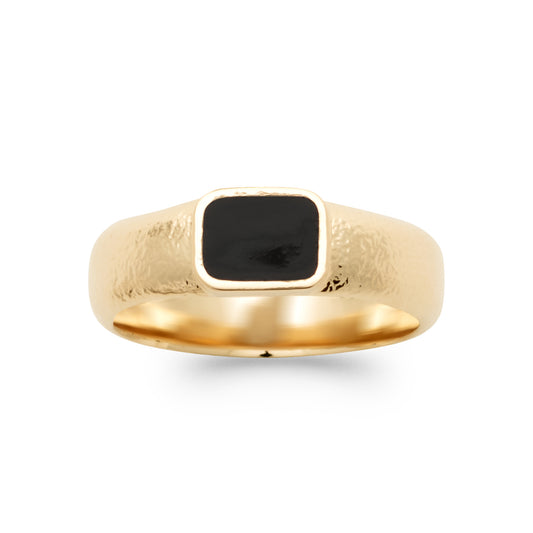 Onyx - Petite chevalière empierrée en Plaqué Or - Yasmeen Jewelry