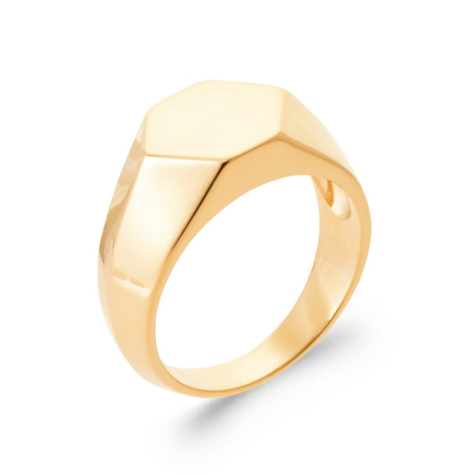Hexagone - Chevalière en Plaqué Or - Yasmeen Jewelry
