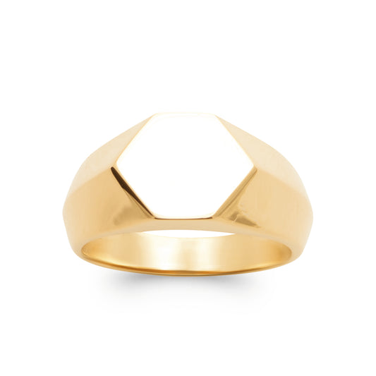 Hexagone - Chevalière en Plaqué Or - Yasmeen Jewelry
