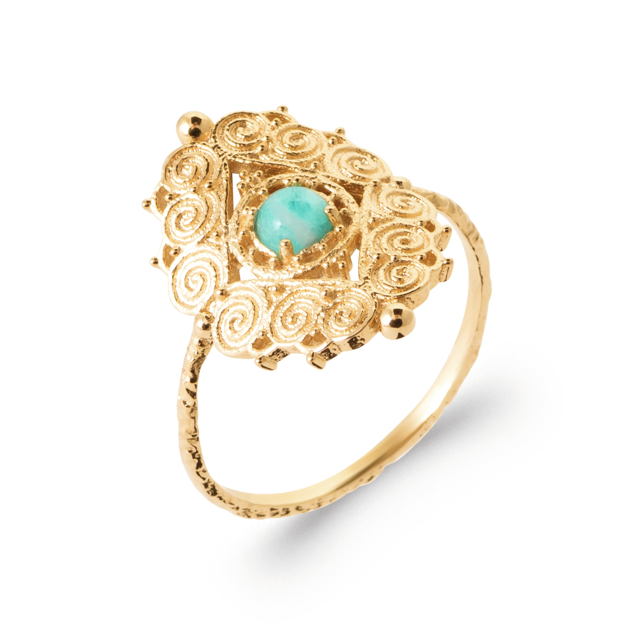 Chiraz - Bague en Plaqué Or et Amazonite - Yasmeen Jewelry