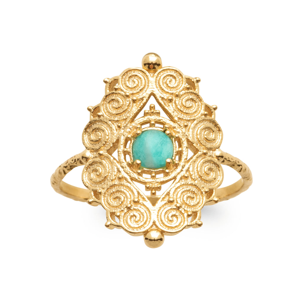 Chiraz - Bague en Plaqué Or et Amazonite - Yasmeen Jewelry