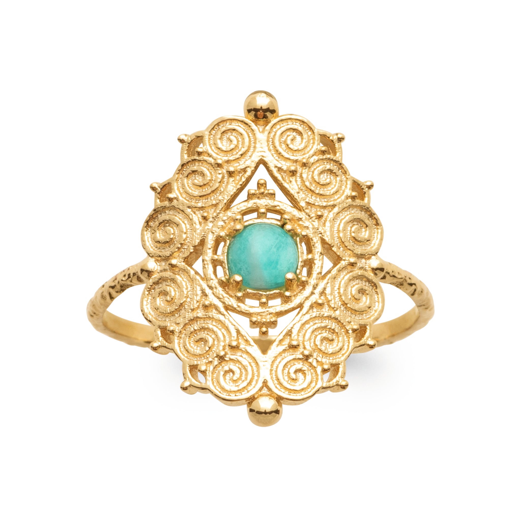 Chiraz - Bague en Plaqué Or et Amazonite - Yasmeen Jewelry
