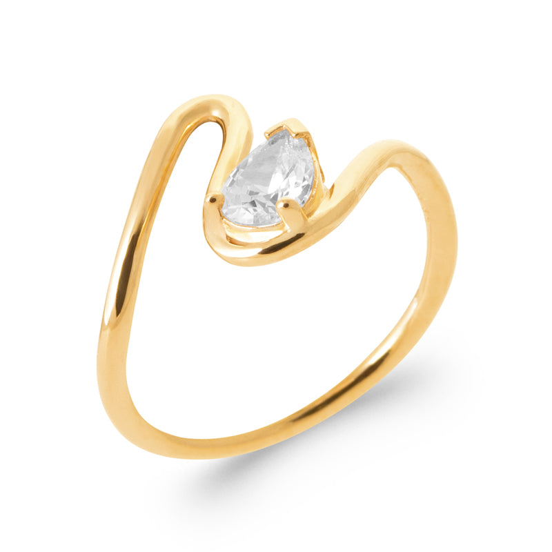 Shahd - Gold Plated Ring with White Stone