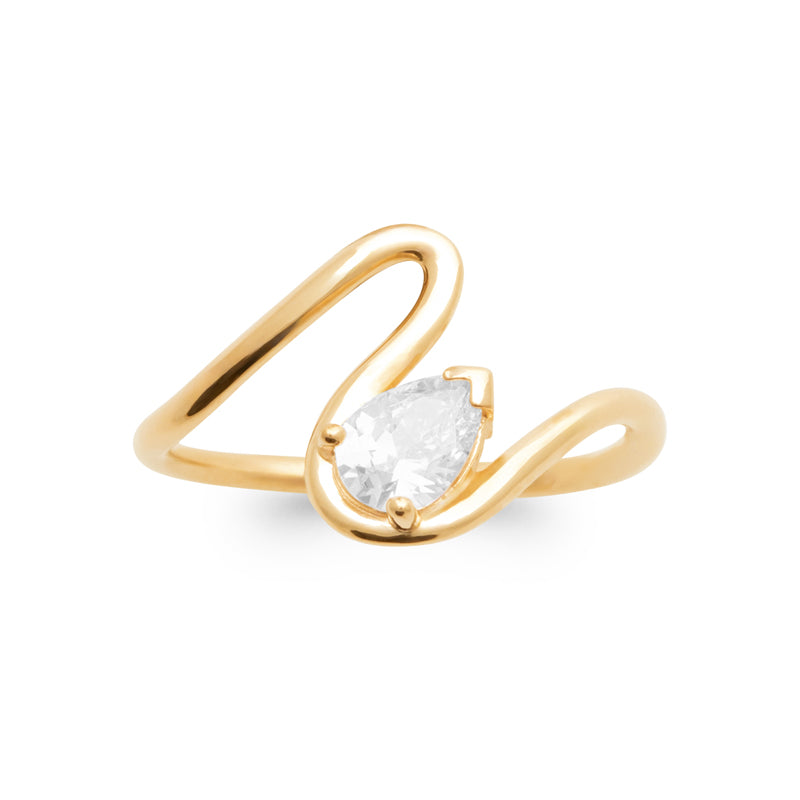 Shahd - Gold Plated Ring with White Stone