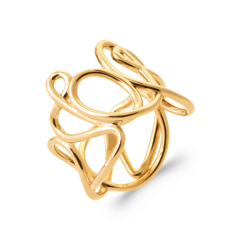 Malak - Bague en Plaqué Or abstraite
