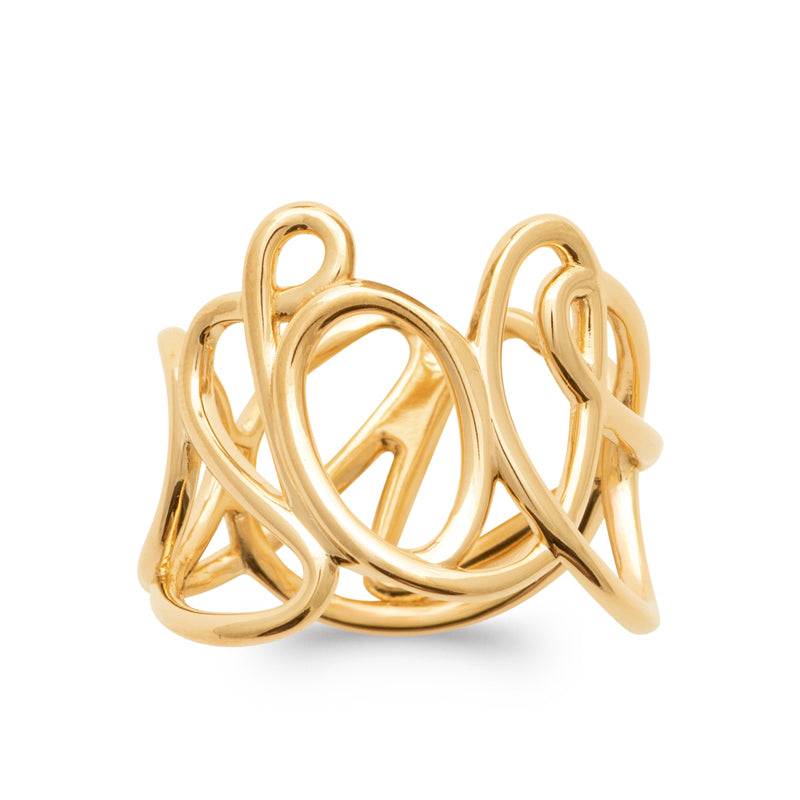 Malak - Bague en Plaqué Or abstraite