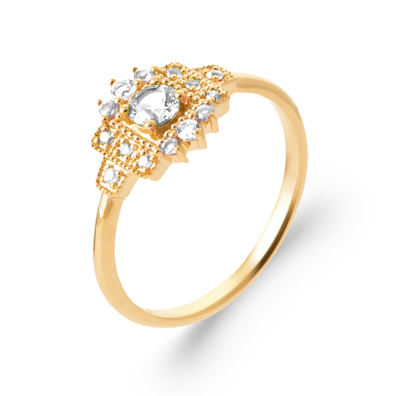 Zaynab - Bague en Plaqué Or et pierres blanches