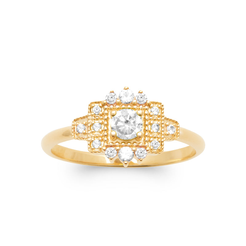 Zaynab - Bague en Plaqué Or et pierres blanches