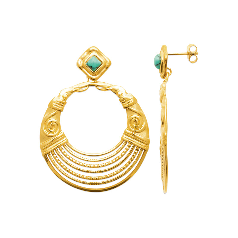 Cléopâtre - Boucles d'oreilles en Acier PVD doré
