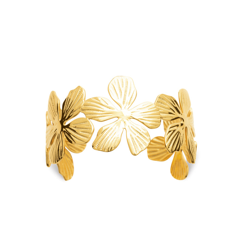 Narjis - Bracelet en Acier PVD doré