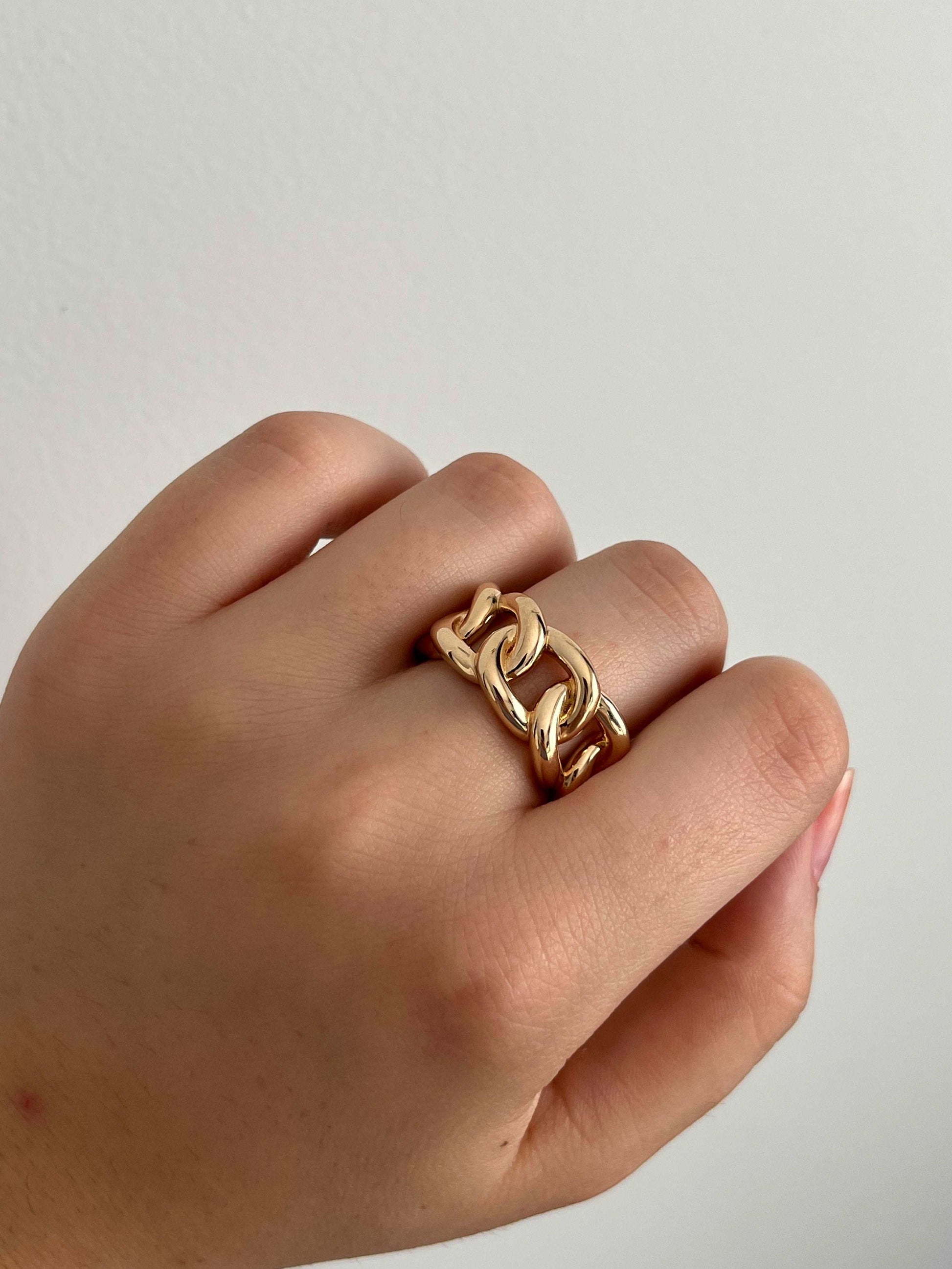 Auriane - Bague maillons en Plaqué Or - Yasmeen Jewelry