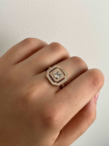 Art Déco n°1 - Bague en Plaqué Or - Yasmeen Jewelry
