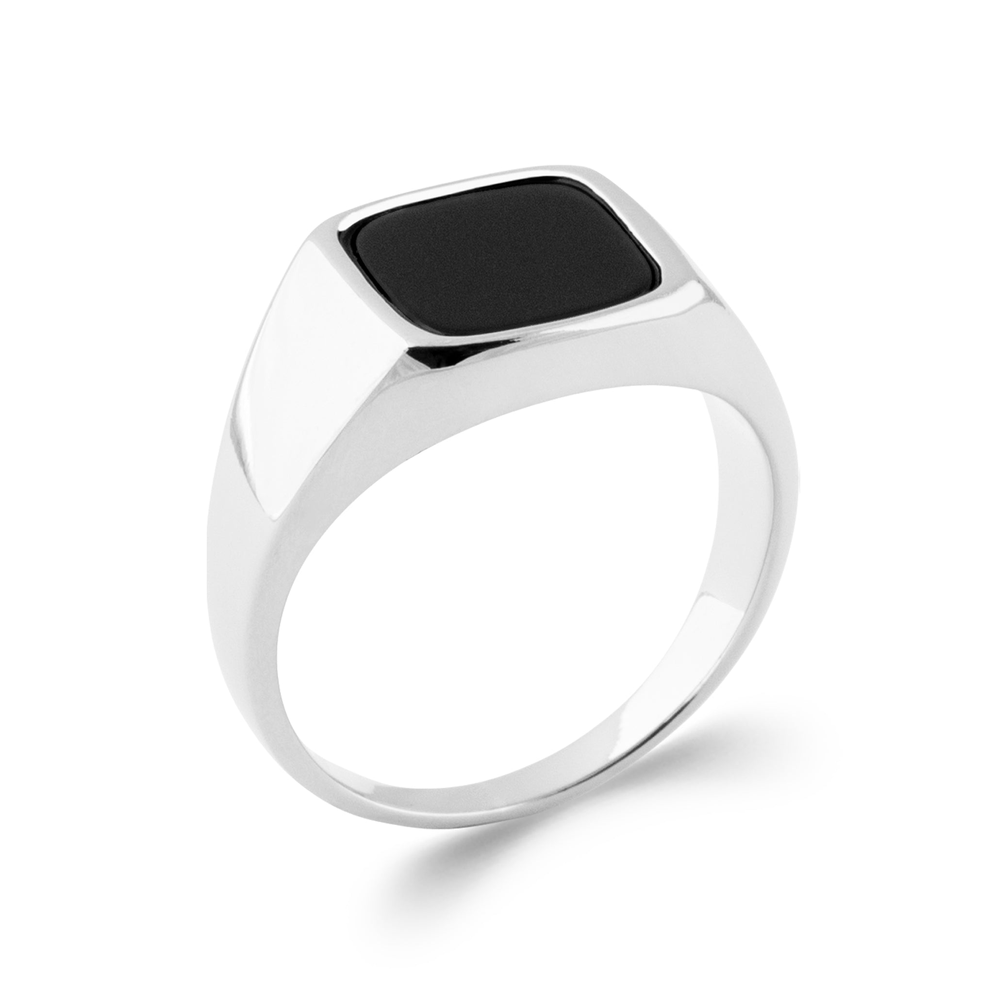 Onyx - Chevalière carrée empierrée en Argent - Yasmeen Jewelry