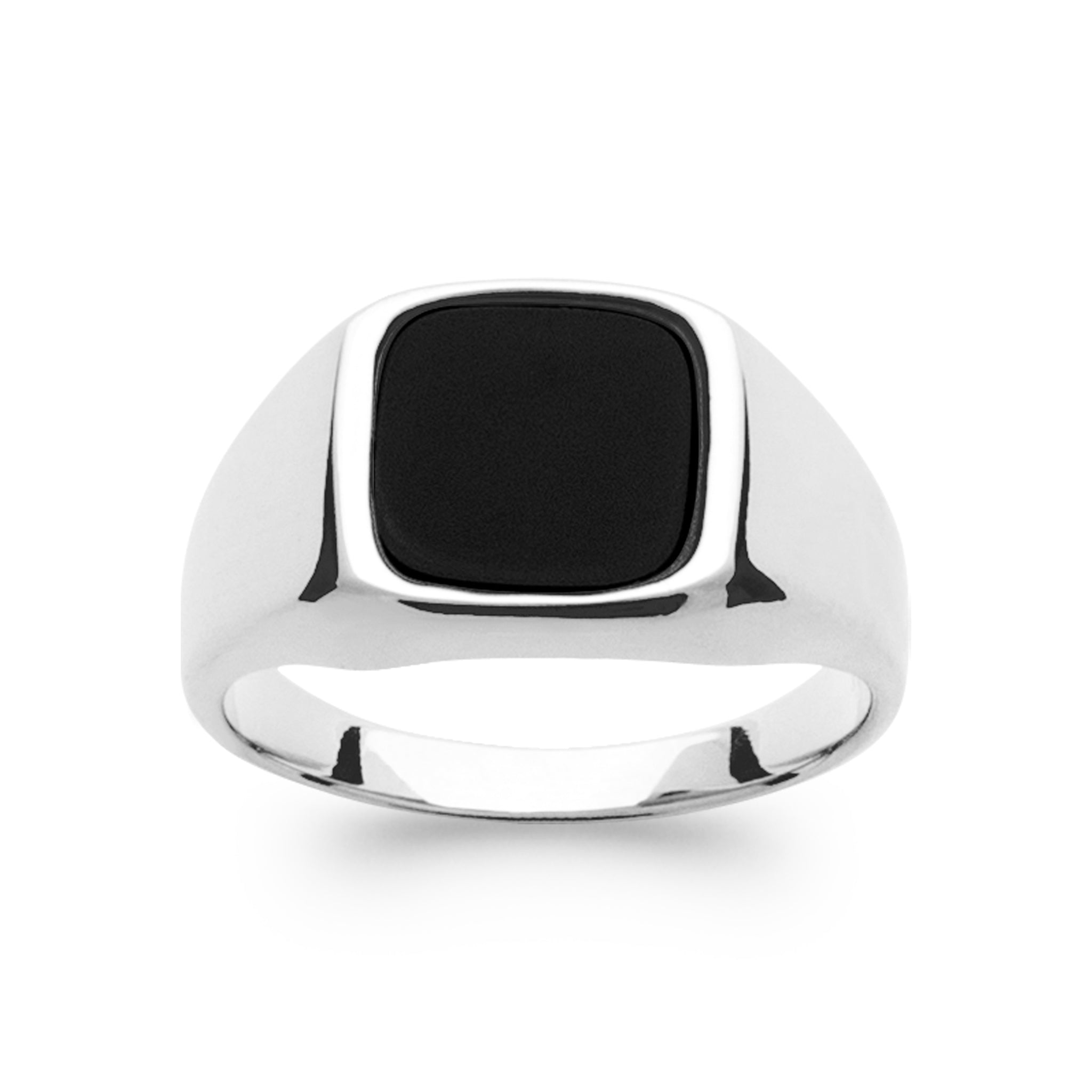 Onyx - Chevalière carrée empierrée en Argent - Yasmeen Jewelry