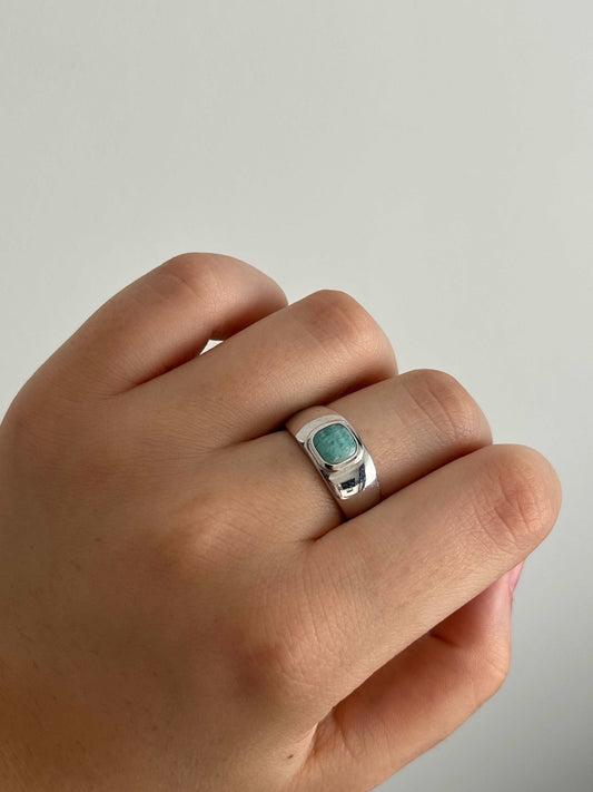 Tiamat - Bague en Argent et Amazonite - Yasmeen Jewelry