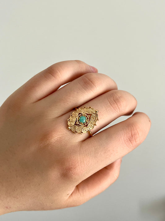 Chiraz - Bague en Plaqué Or et Amazonite - Yasmeen Jewelry