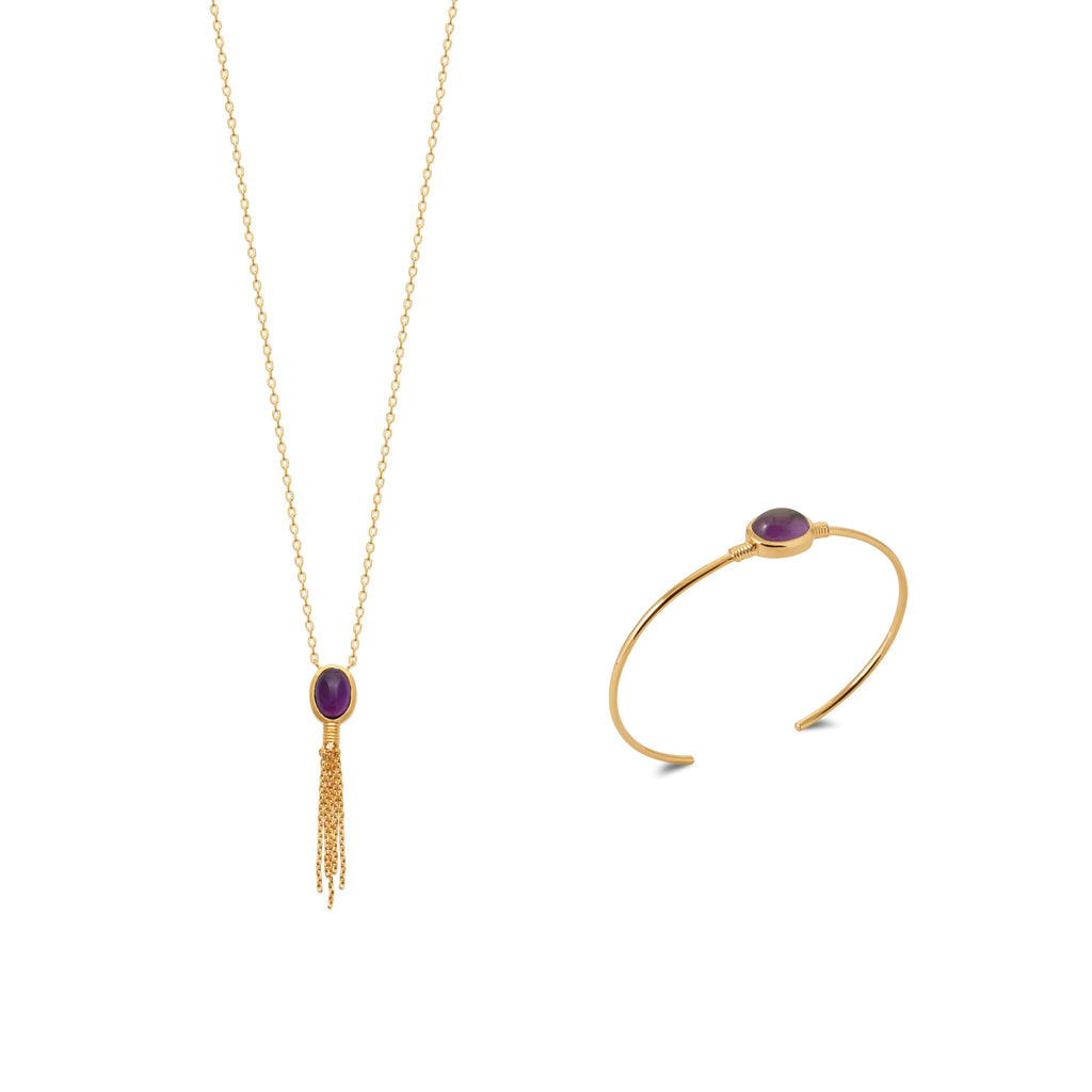 Shéhérazade - Collier en Plaqué Or et Améthyste - Yasmeen Jewelry