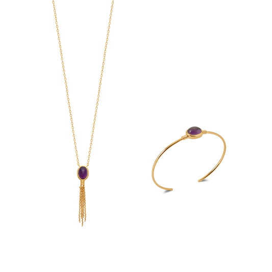 Shéhérazade - Collier en Plaqué Or et Améthyste - Yasmeen Jewelry