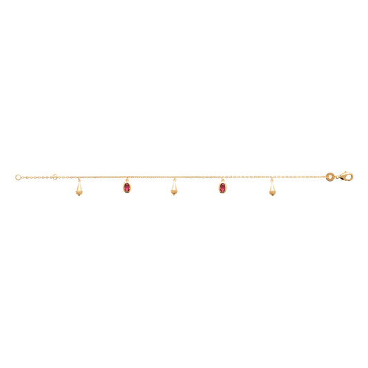 Camélia - Bracelet en Plaqué Or et pierres rouges - Yasmeen Jewelry