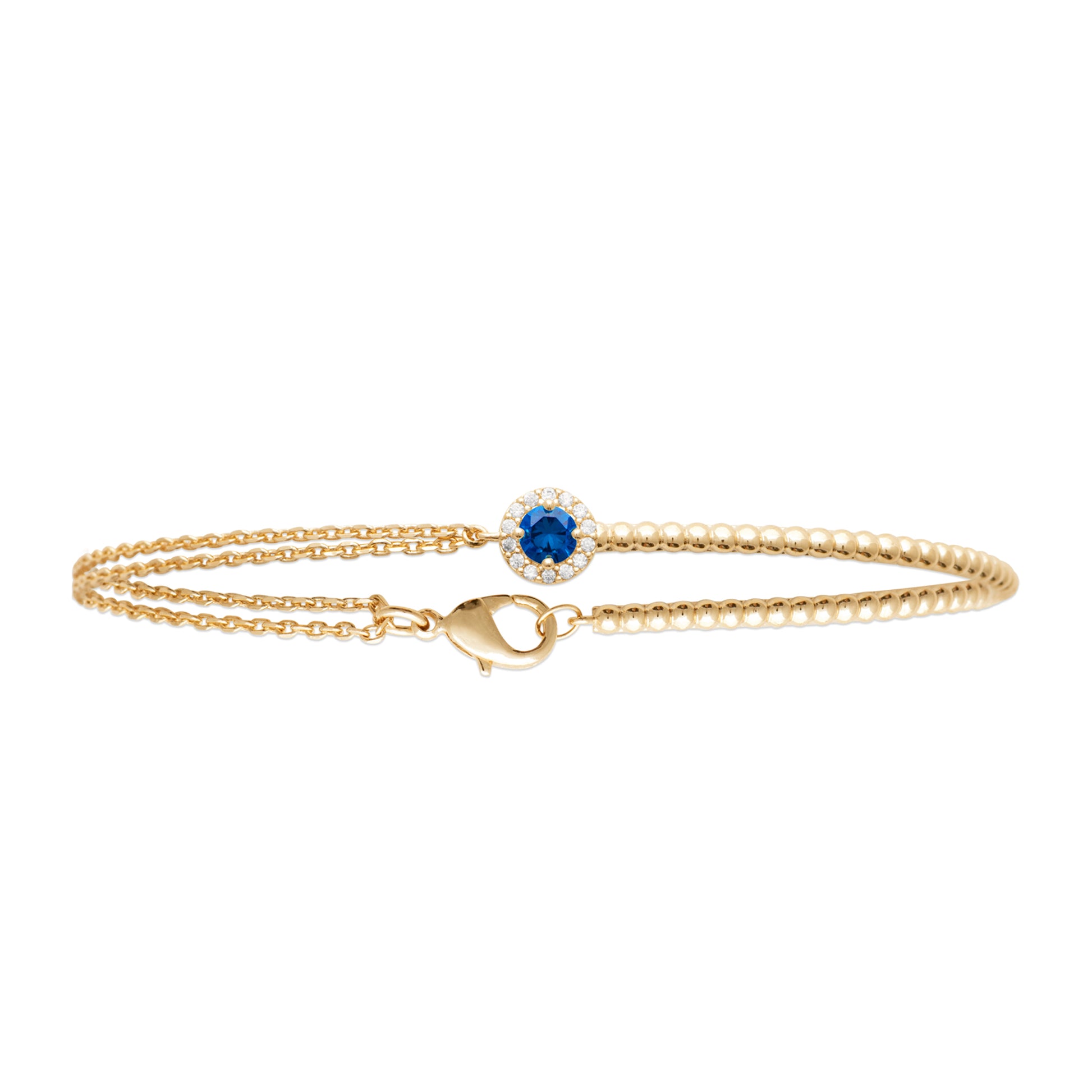 Diana - Bracelet en Plaqué Or et pierre bleue - Yasmeen Jewelry