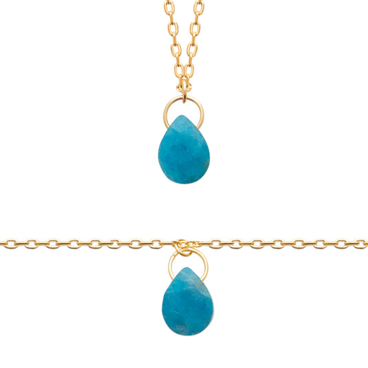 Apatite - Collier en Plaqué Or et Pierre Naturelle - Yasmeen Jewelry