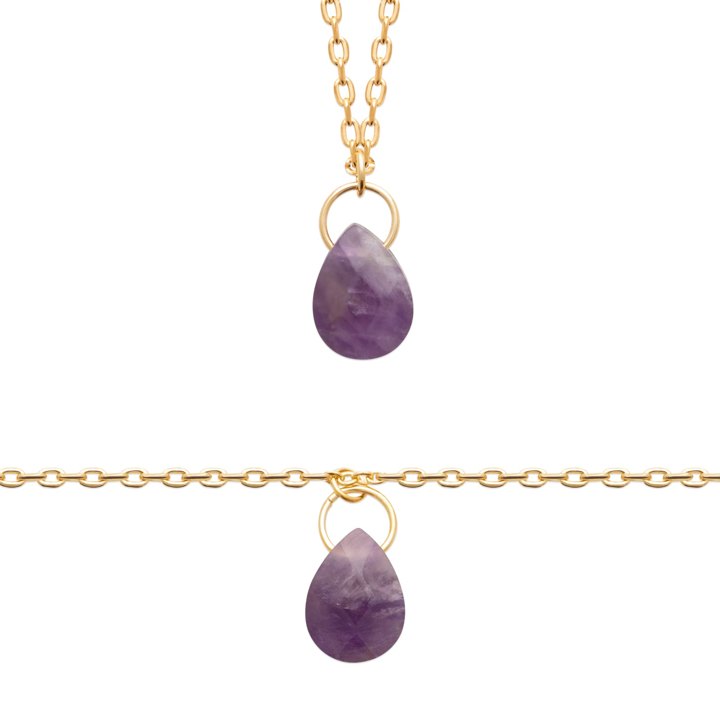 Améthyste - Collier en Plaqué Or et Pierre Naturelle - Yasmeen Jewelry