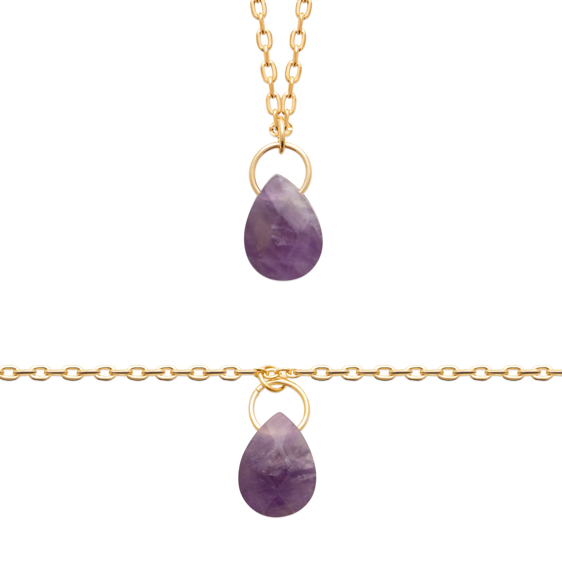 Améthyste - Collier en Plaqué Or et Pierre Naturelle - Yasmeen Jewelry