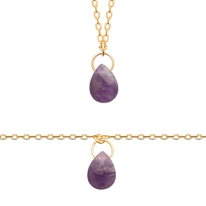 Améthyste - Collier en Plaqué Or et Pierre Naturelle - Yasmeen Jewelry