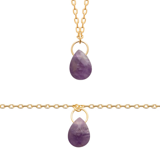 Améthyste - Collier en Plaqué Or et Pierre Naturelle - Yasmeen Jewelry