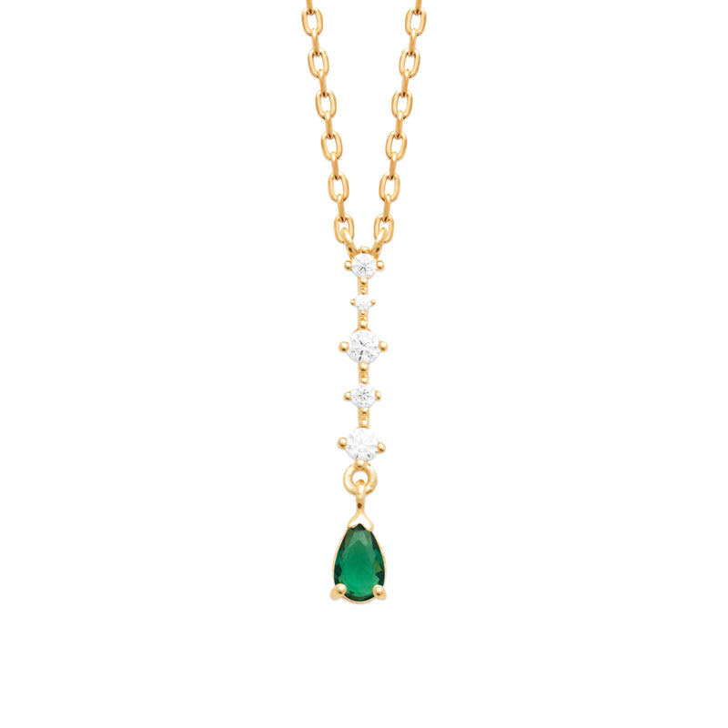 Soraya - Collier en Plaqué Or et pierres blanches et vertes