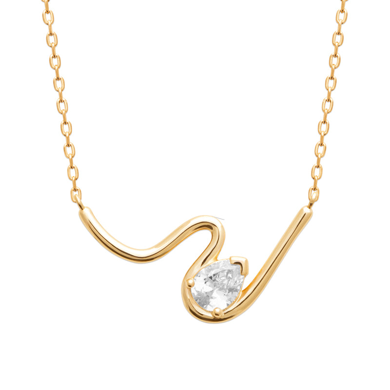 Shahd - Collier en Plaqué Or et pierre blanche