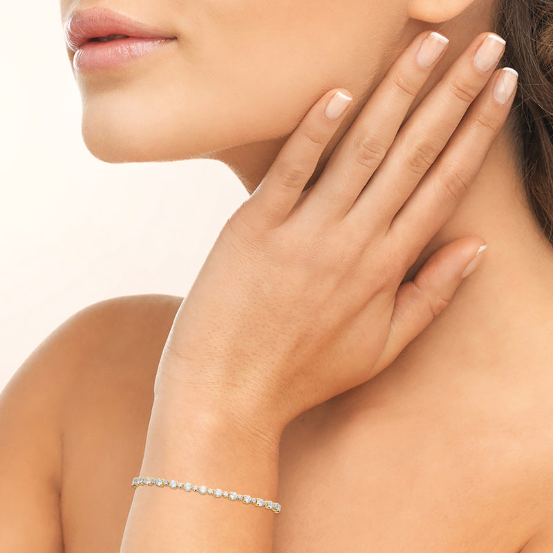 Soraya - Bracelet rivière en Plaqué Or et pierres blanches