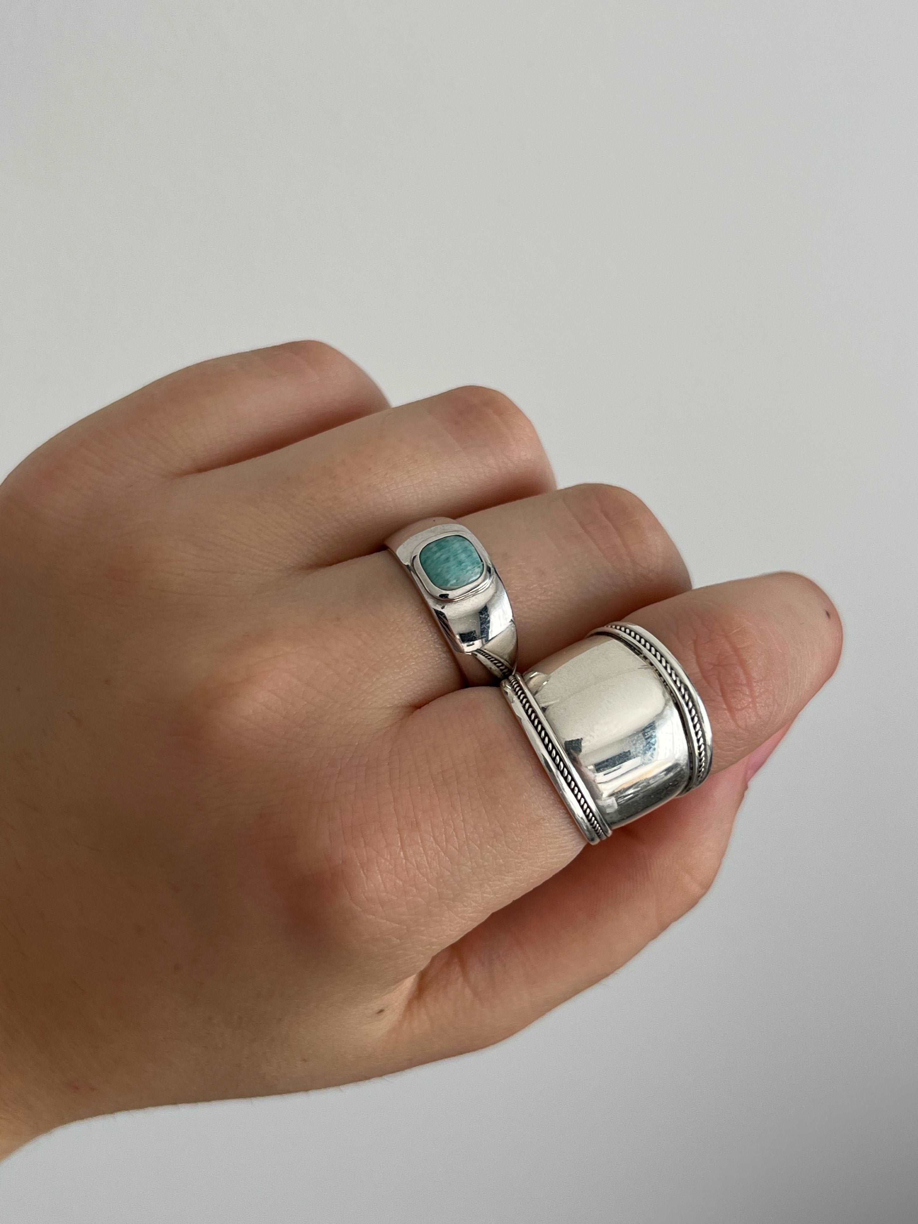 Tiamat - Bague en Argent et Amazonite - Yasmeen Jewelry