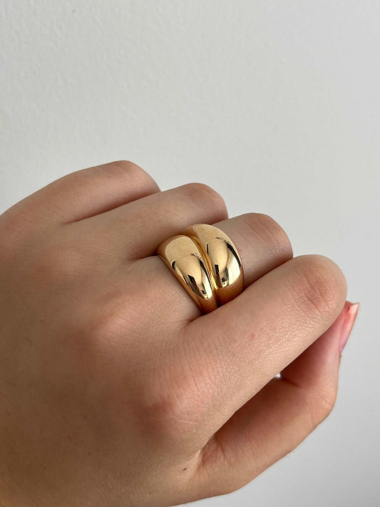 Jeanne - Bague double anneaux en Plaqué or - Yasmeen Jewelry